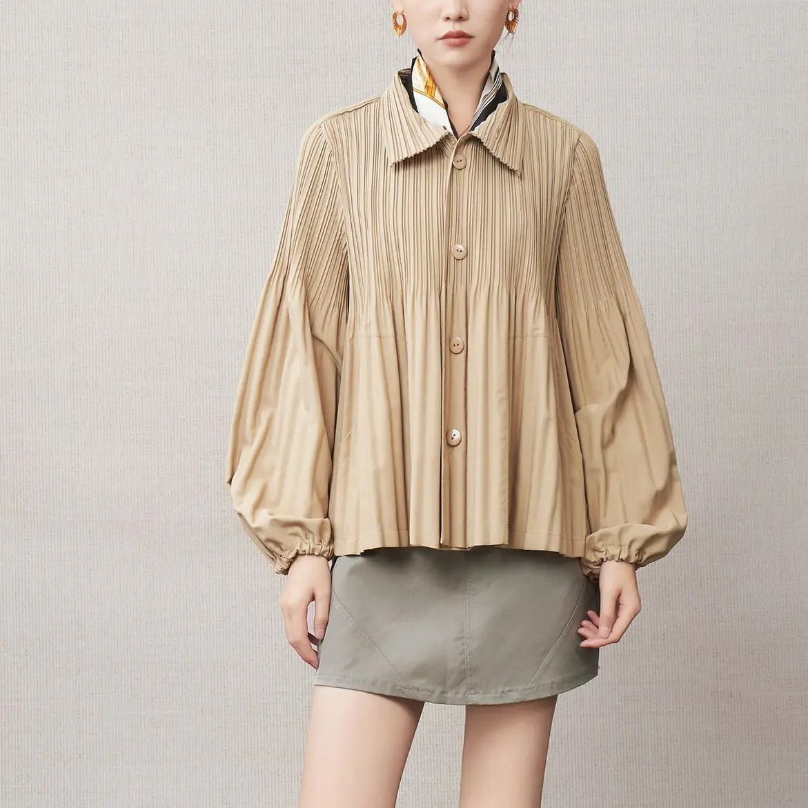 

Miyake плиссированное хлопковое пальто женское 2022, осенне-зимнее дизайнерское однотонное простое свободное хлопковое пальто с капюшоном