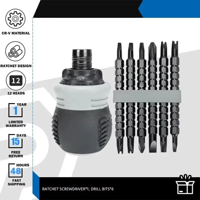 Premium Ergonomic Ratchet Screwdriver Set - Double-Headed, Labor-Saving, Comfort Grip for Max Efficiency & Durability