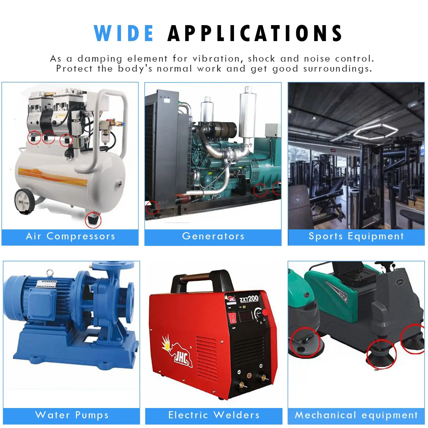 ممتص صدمات مثبت على المحرك لتقليل الضوضاء مع عازلة مطاطية وفولاذ مقاوم للصدأ لتشغيل فعال للآلات