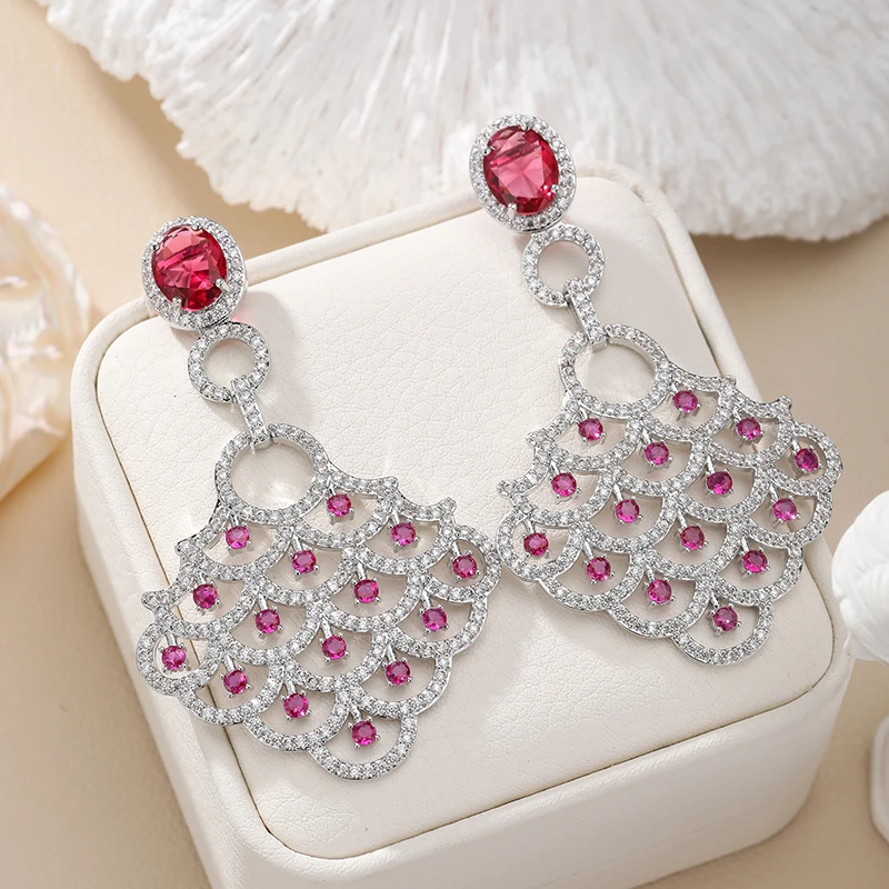 

SENYU Super Luxury Cubic Zirconia Mermaid Design Big Drop Earrings Shiny Exquisite Wedding Jewelry High Quality Bride Earrings