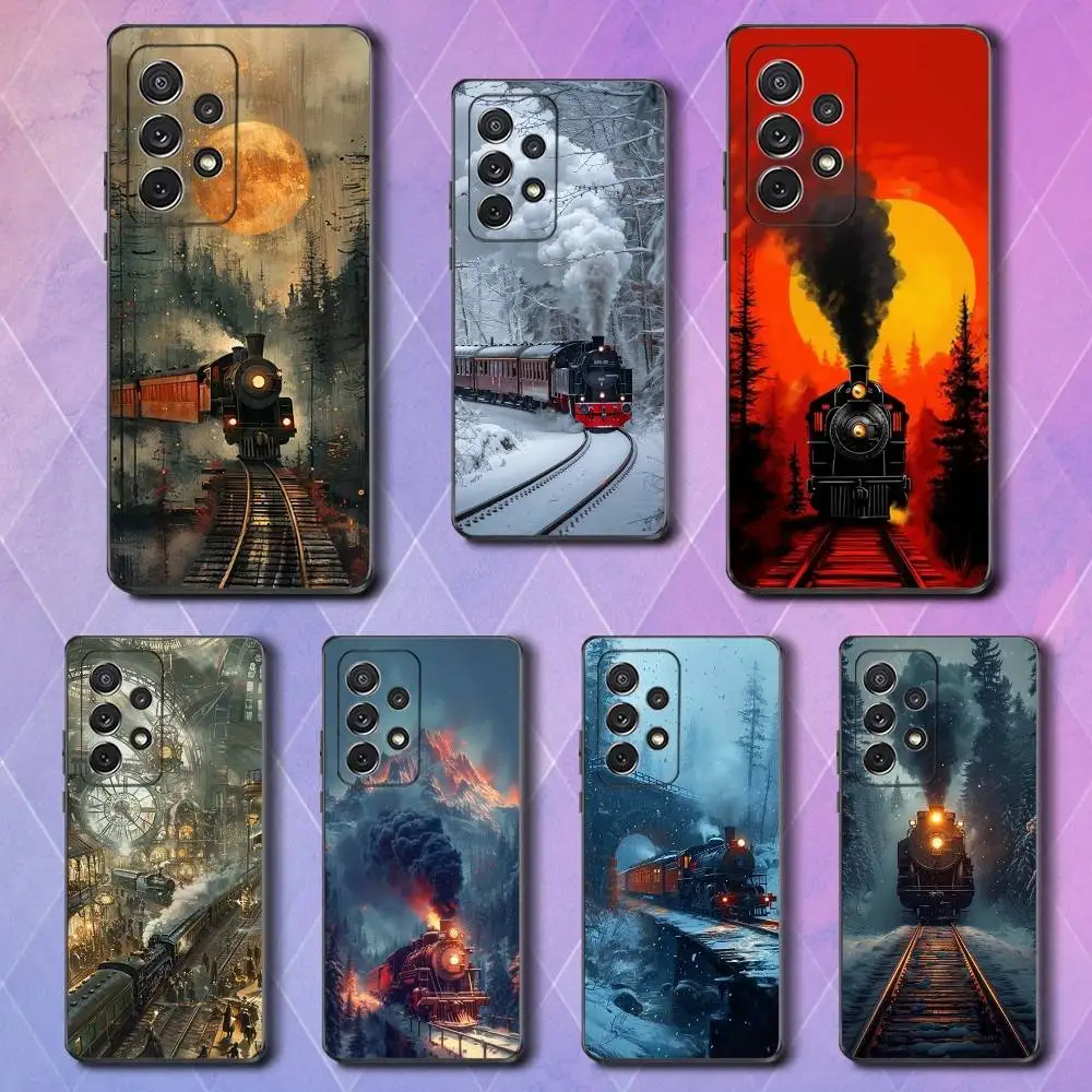 

Cool Art Steam Train Phone Case For Samsung S25,S24,S23,S22,S21,S20,S10,Ultra,Plus,Lite,FE,Soft Silicone Black Cover