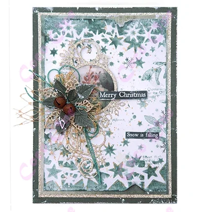 Winter Christmas Print Lace Metal Cut Dies and Stamps for DIY Scrapbooking Photo Album Embossing Decorative Paper Cards