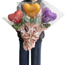 10pcs Mini Heart Shaped Flower Holding Balloons Valentine's Day Mother's Day Decor Wedding Anniversary Party Supplies