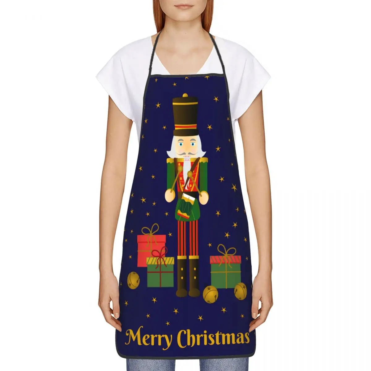 Nutcracker Merry Christmas Apron Women Men Unisex Bib Cartoon Toy Soldier Cooking Kitchen Tablier Cuisine Chef Painting