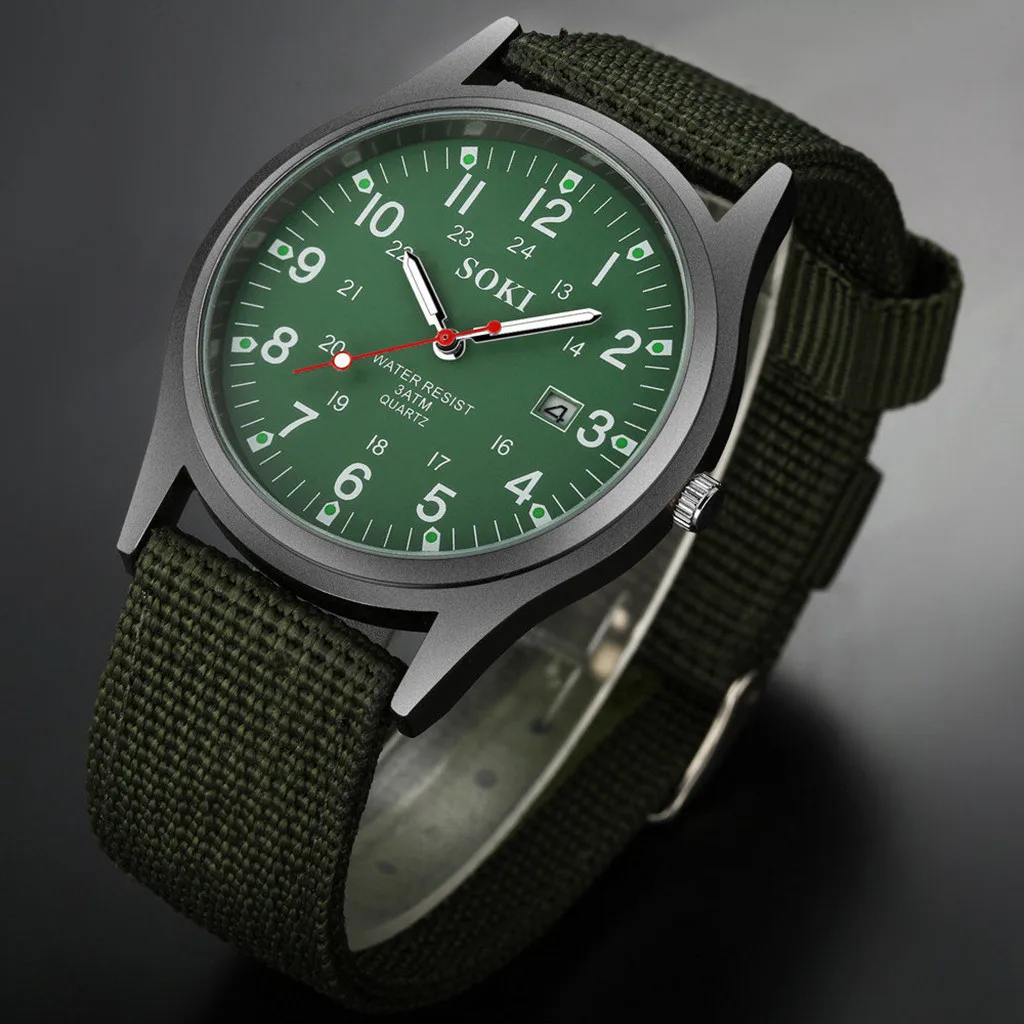 Reloj deportivo militar para hombre, cronógrafo de pulsera con correa de nailon, calendario, sencillo, a la moda, nuevo, 2019