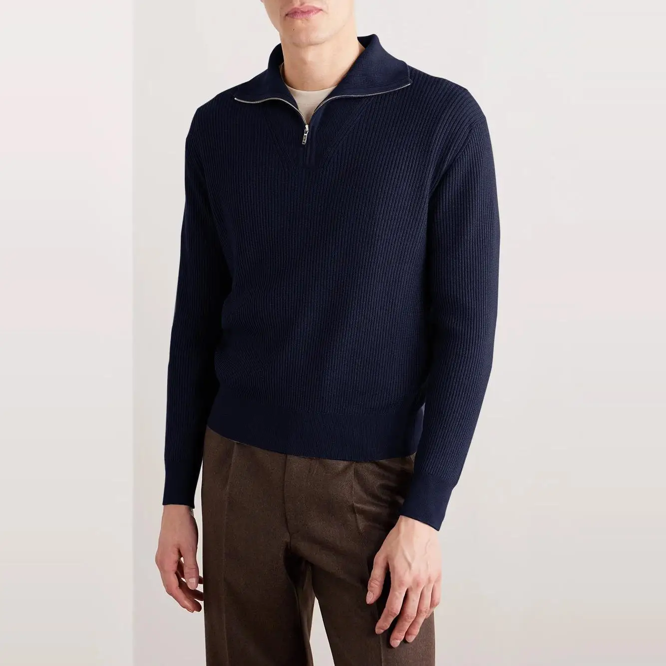 

Мужской повседневный вязаный кардиган на молнии с длинным рукавом из шелково-шерстяной смеси для осени и зимы, удобный, универсальный, для отдыха