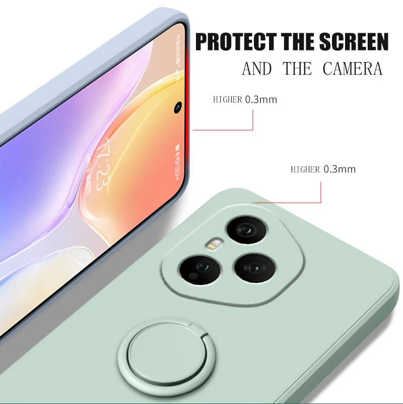 Case for Honor 400 Pro Case Liquid Silicone Ring Stand Phone Shell Coque for 300Ultra Cover Shockproof Funda Bumper Back Case