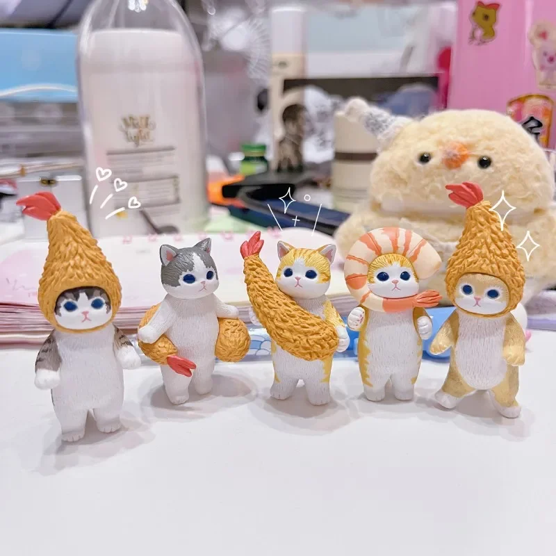 صندوق الغموض الأصلي Gashapon أنيمي الشكل لطيف Kawaii الحيوان العميق المقلية الجمبري القط ألعاب مصغرة هدية