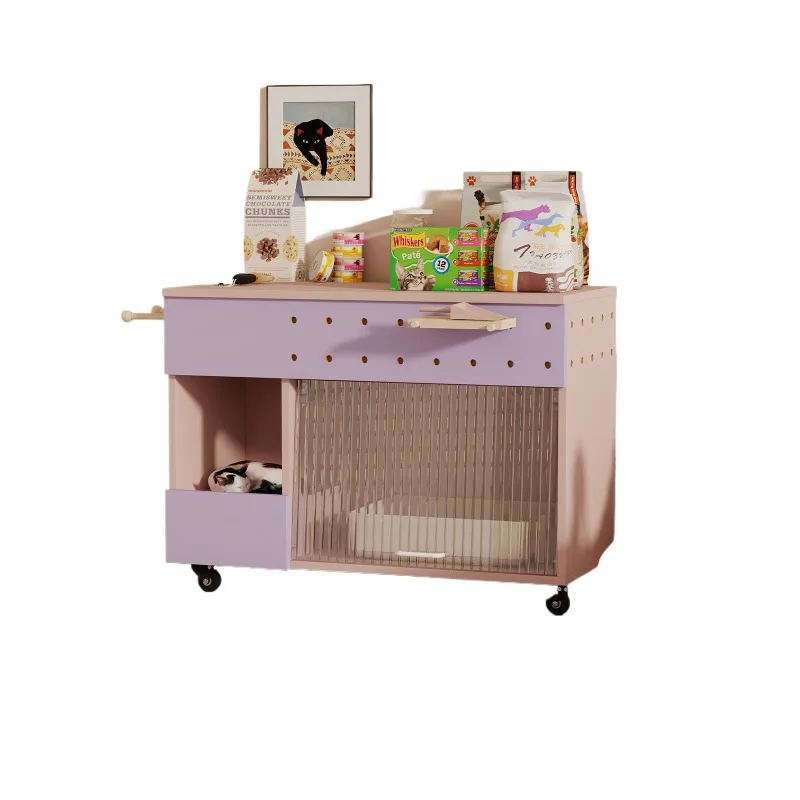 

Cream cat litter cabinet household closed toilet indoor