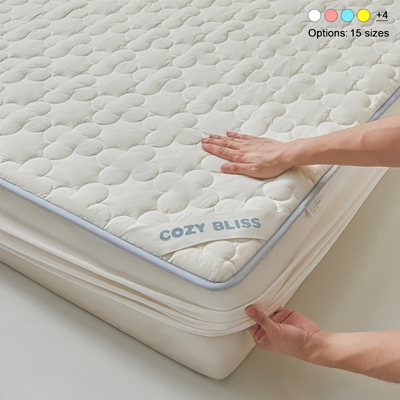 Premium Quilted Cotton Mattress Protector, Soft Padded Stretch‑Fit Mattress Cover, Breathable Quiet Fabric Against Dust & Dirt