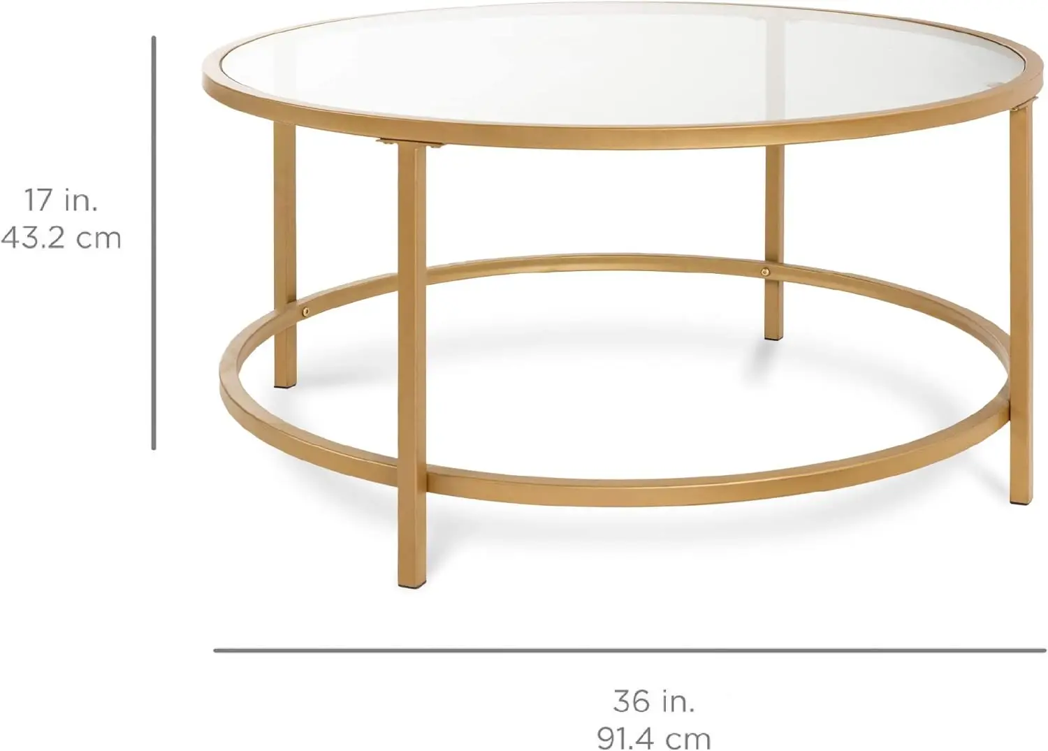 Best Choice Products 36in Modern Round Tempered Glass Accent Side Coffee Table for Living Room, Dining Room, Tea, Home Décor