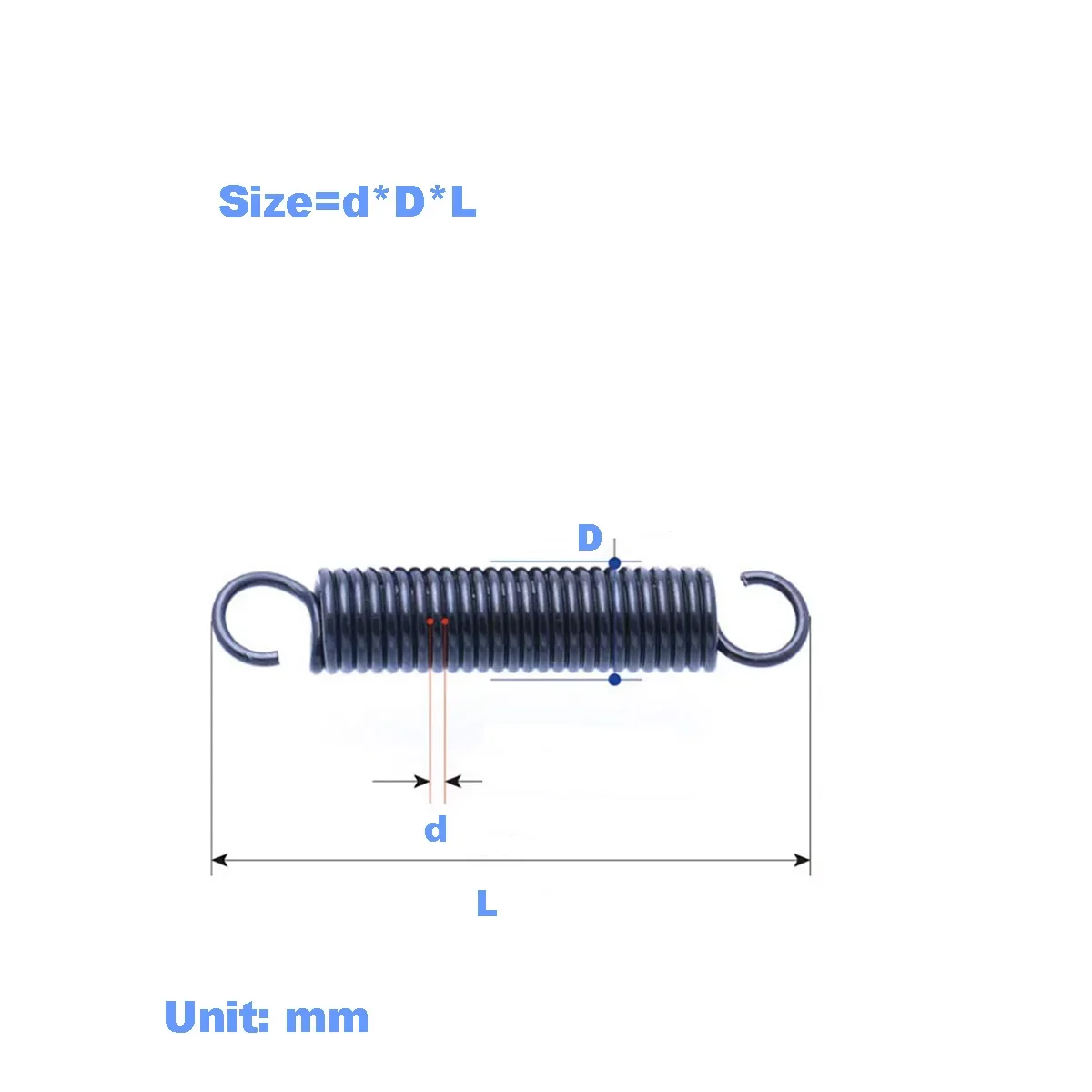 

65 Manganese Steel Black Open Hook Spring / Hook Tension Spring / Circular Wire Mechanical Spring 2 * 12/13/14/15/16/25