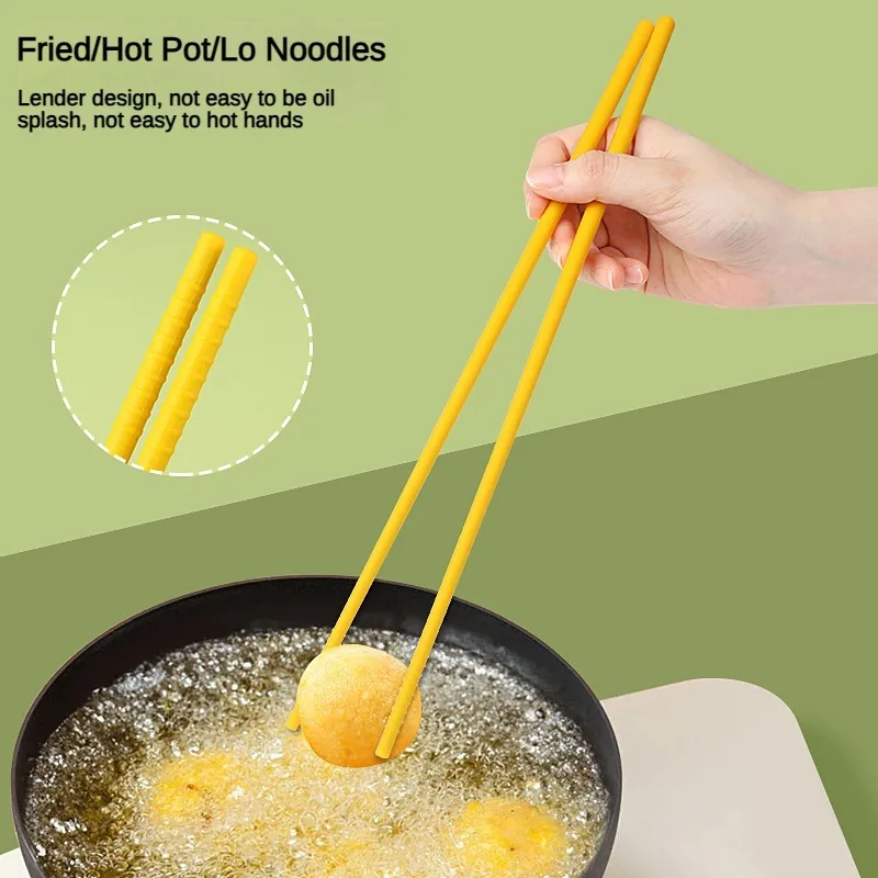 Long Silicone Chopsticks Kitchen Cooking Tools Hot Pot Tableware Simplicity Household Non-slip Public Chopsticks Kitchen Gadgets