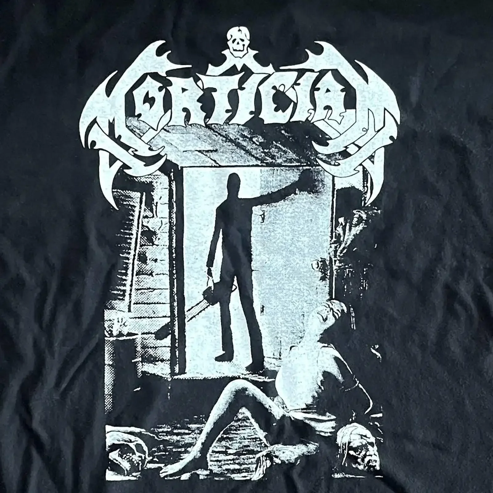 Винтажная футболка Mortician Chainsaw Horror с принтом группы Death Metal, повседневная, в стиле стритвир, с эффектом потертости, мягкая, для повседневной носки