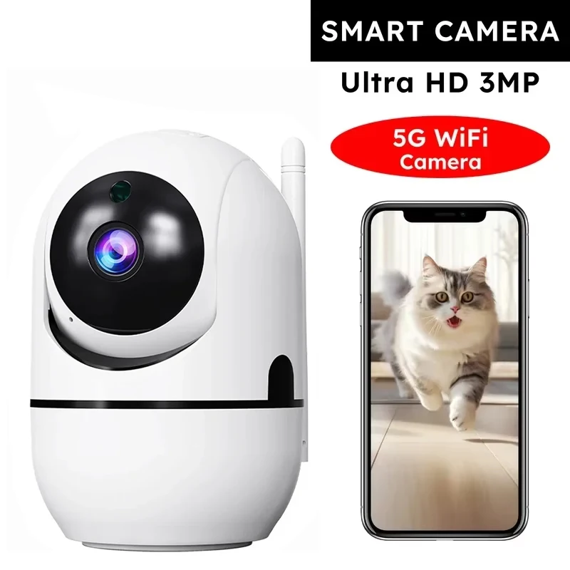 Pet Dog Camera with Phone App, 5G/2.4GHz WiFi Indoor Security Baby Camera, 360° Pan & Tilt, 2-Way Audio, Night Vision