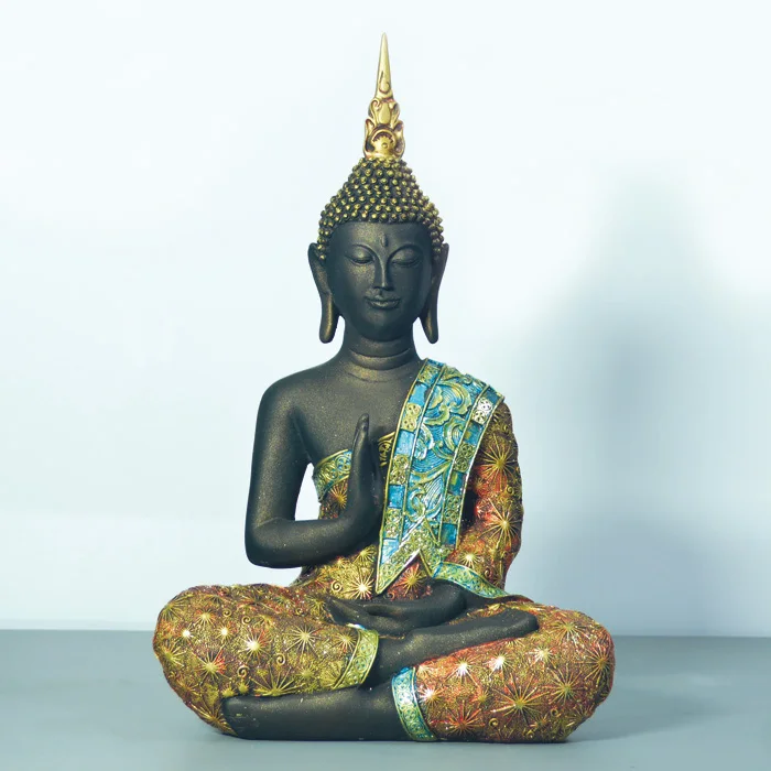 

TOP GOOD Buddha Wholesale figure # HOME family Protection Talisman Retro Buddhism Ornamental seated Buddha 34CM
