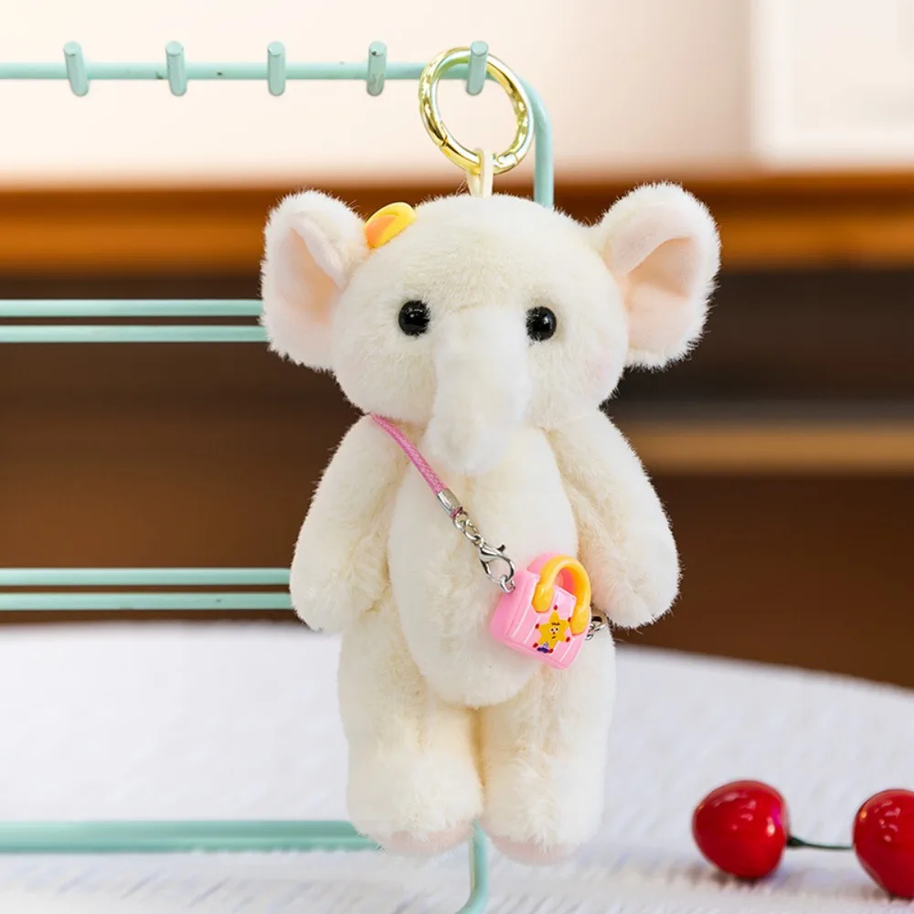 Sac à dos en peluche éléphant de dessin animé avec sac à bandoulière, adorable peluche éléphant anti-perte, porte-clés en peluche éléphant mignon