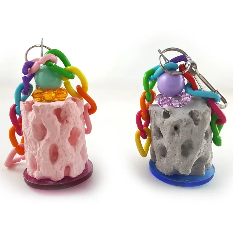 Parrot Bird Toy Molar Stone Tree Root Calcium Milk Molar Stone Parrot Chewing Toy String Grinding Stone Chew Toys Chinchilla