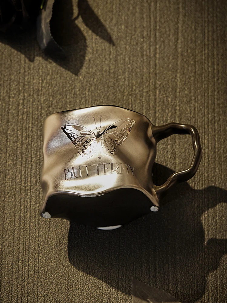 الراقية السيراميك فراشة على شكل فنجان القهوة المنزلية مكتب ضوء كوب فاخر مستوى المظهر الإبداعي كوب قهوة حسن المظهر #3