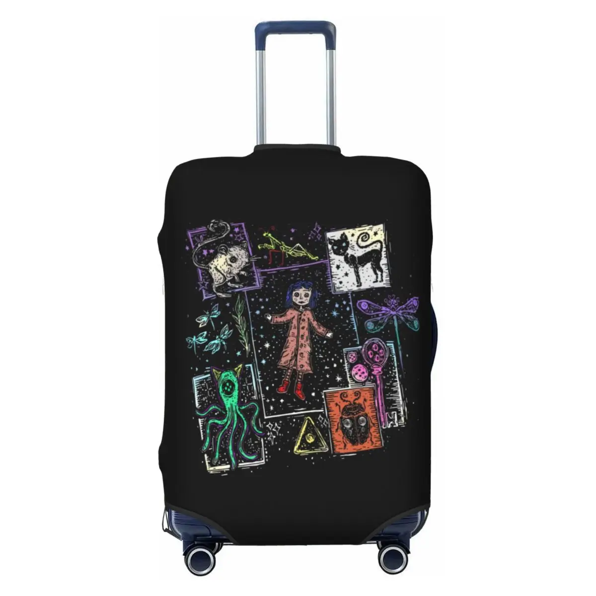 

Custom Horror Halloween Movie Coraline Luggage Cover Protector Funny Travel Suitcase Covers for 18-32 Inch