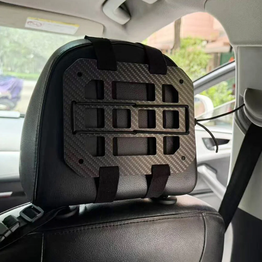 Picture 6: Carbon Fiber Tactical Vehicle Seat Headrest MOLLE Panel Organizer Holder Car Back Seat Organizer For Modular Storage