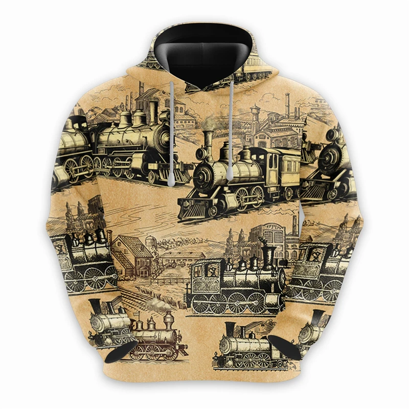 

Steampunk Train 3D Printed Hoodies For Men Wowmen Clothes Harajuku Fashion Train Driver Sweatshirts Casual Kids Tracksuit Tops