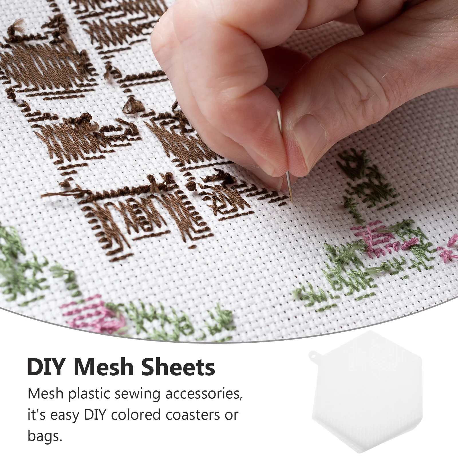 

18pcs Plastic Mesh Sheets For Embroidery Craft Diy Cross Stitch Yarn Crafting Needlepoint White Rectangular Canvas Grid Art