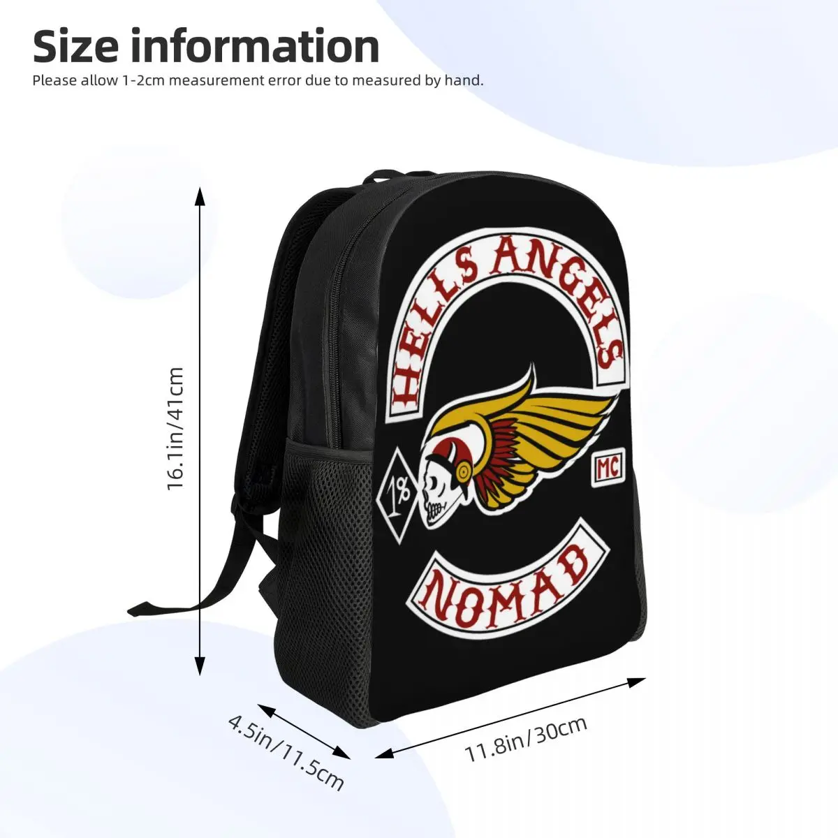 Personalized Hells Angels Logo Backpack Women Men Casual Bookbag for School College Motorcycle Club Bags