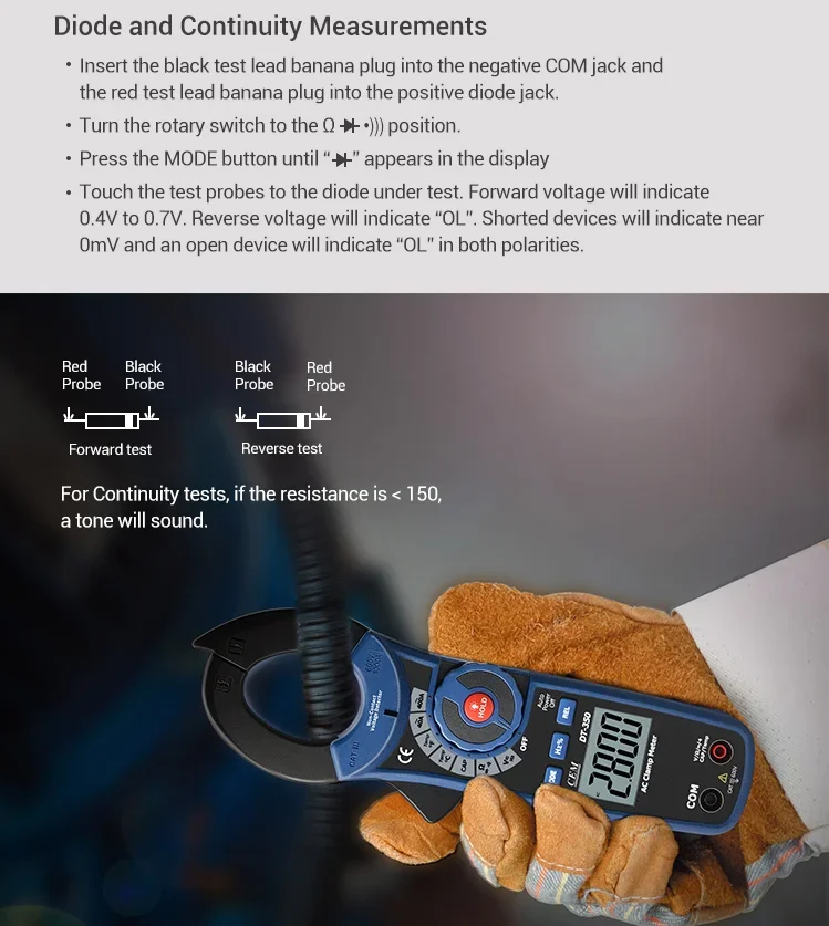 CEM DT-350 Compact Digital Autoranging AC Clamp Meter ราคาผู้ผลิตในจีน