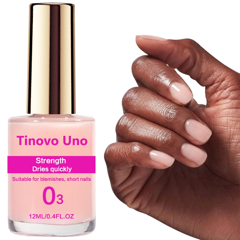 Tinovo Uno ピンク爪強化剤速乾性ネイルアートトリートメント成長明るいオイル通常のマニキュアシーラーマニキュア修理用