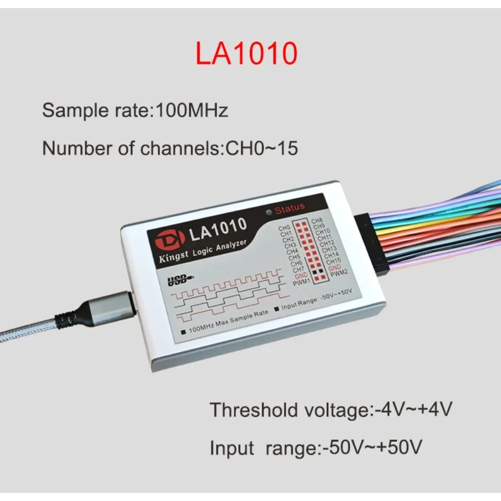 Kingst  LA1010 USB  Logic Analyzer 100M max sample rate,16Channels,10B samples, MCU,ARM,FPGA debug tool english software