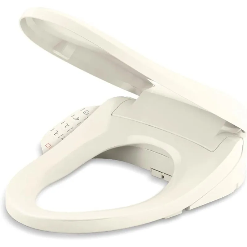 Extended bidet toilet seat, heated bidet, bidet that fits into existing toilet, night light, self-cleaning nozzle toilet seat