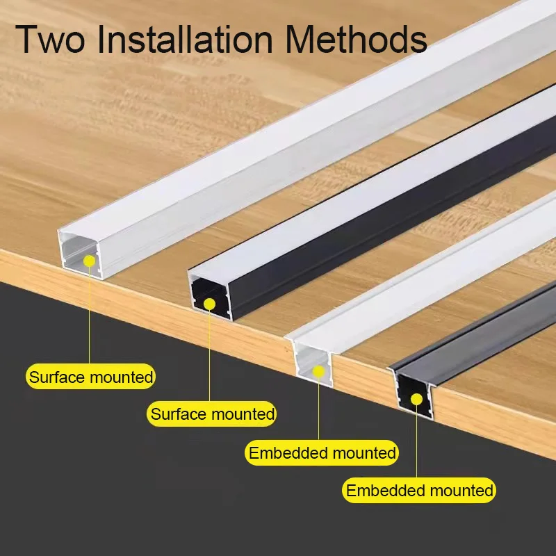 Imagem -03 - Incorporado Led Strip Difusor Perfil de Alumínio Perfil Canal de Gabinete Montado Bar Linear Light 1m 510 Pcs Preto