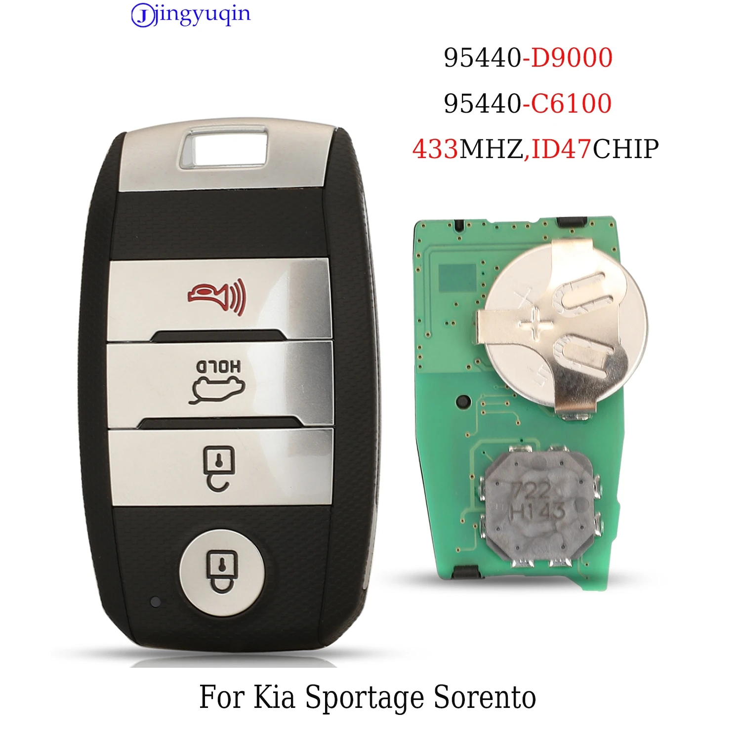 

jingyuqin Remote Car Key Shell Control For Kia Sportage Sorento 95440-D9000 95440-C6100 433MHZ ID47CHIP