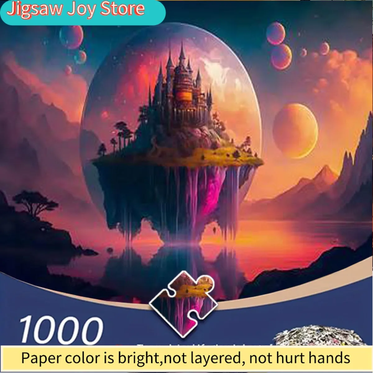 

Пазл для взрослых на 1000 элементов - Плавучий остров-замок с планетами и отражениями воды, сложная головоломка на 1000 деталей для самостоятельной сборки