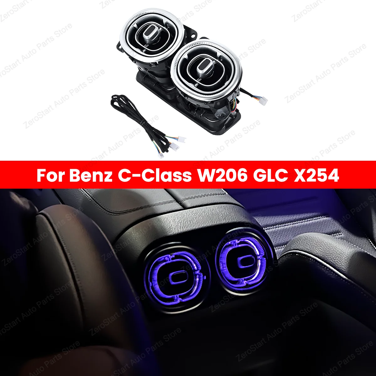 

64 Color Led For Mercedes Benz W206 C-Class GLC X254 Interior Accessories Turbine Nozzle Rear Air Vent Ambient Light