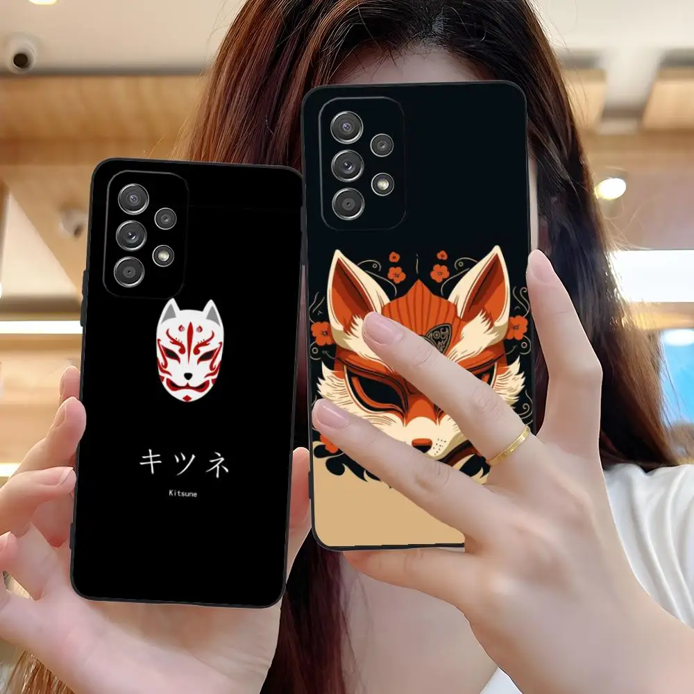 Kitsune Fox Mask Mobile Phone Case for Samsung Galaxy A56 55 54 53 52 51 36 35 34 23 16 15 5G Colorful Cover Pretty Luxury Cover