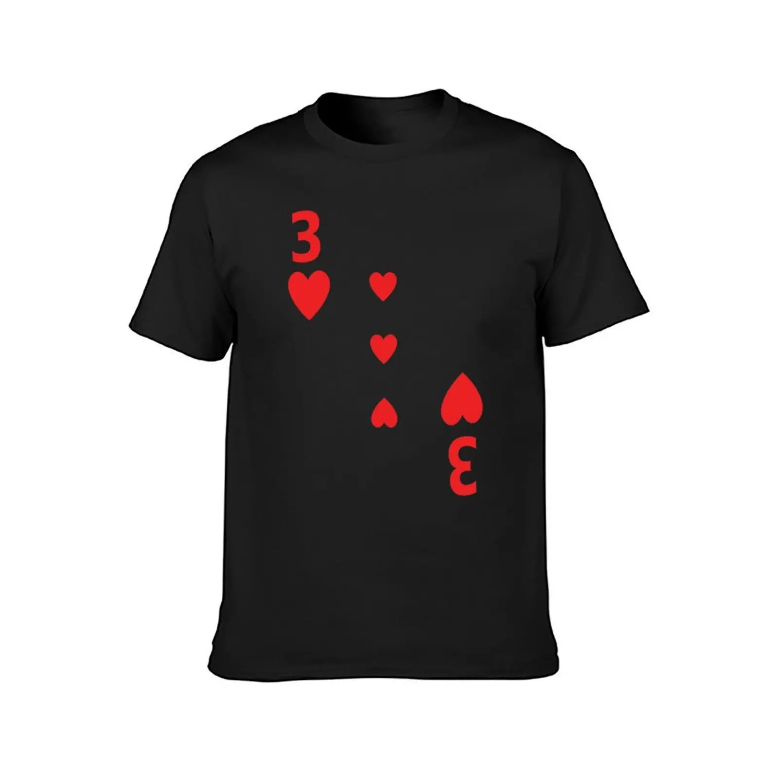 Three of Hearts poker playing card costume 3 T-Shirt summer top korean fashion anime plus sizes plain black t shirts men