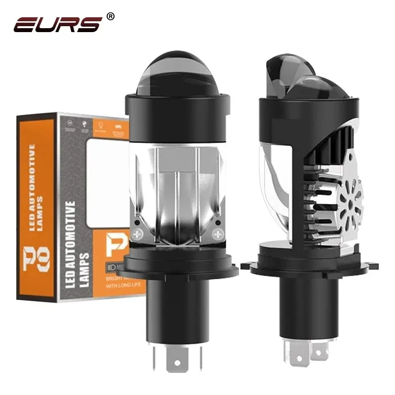 New P9 H4 Led Lens Mini Lenses Projector Hi lo Beam Bulb Headlight High Power Car Fan Cooling 12V 6000K 100W RHD LHD Motorcycle