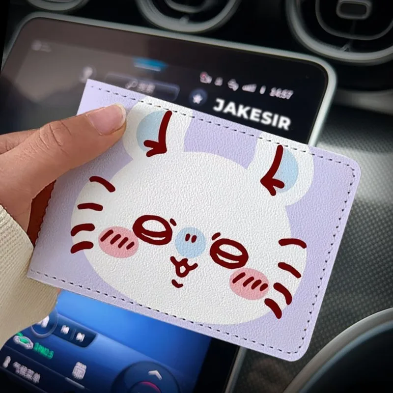 Anime Chiikawa Momonga Card Case 4 Slots PU Waterproof Drop Resistant Anti Loss for Driver License Vehicle Reg ID Card Bank Card
