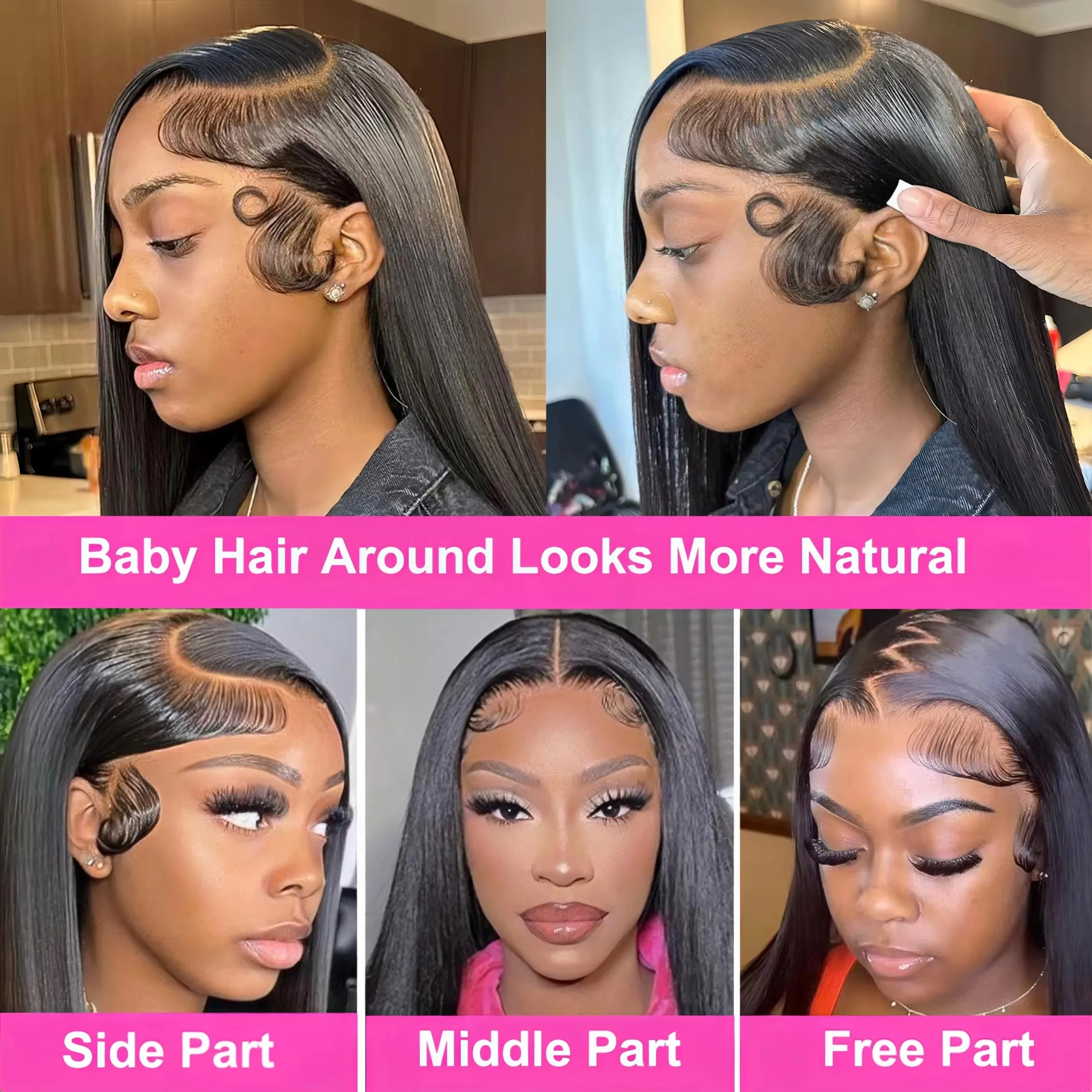 36 بوصة مستقيم HD الدانتيل شعر مستعار أمامي 360 شعر مستعار دانتيل كامل 13x4 13x6 HD الدانتيل أمامي باروكة من شعر طبيعي للنساء قبل قطعها 220% الكثافة #5