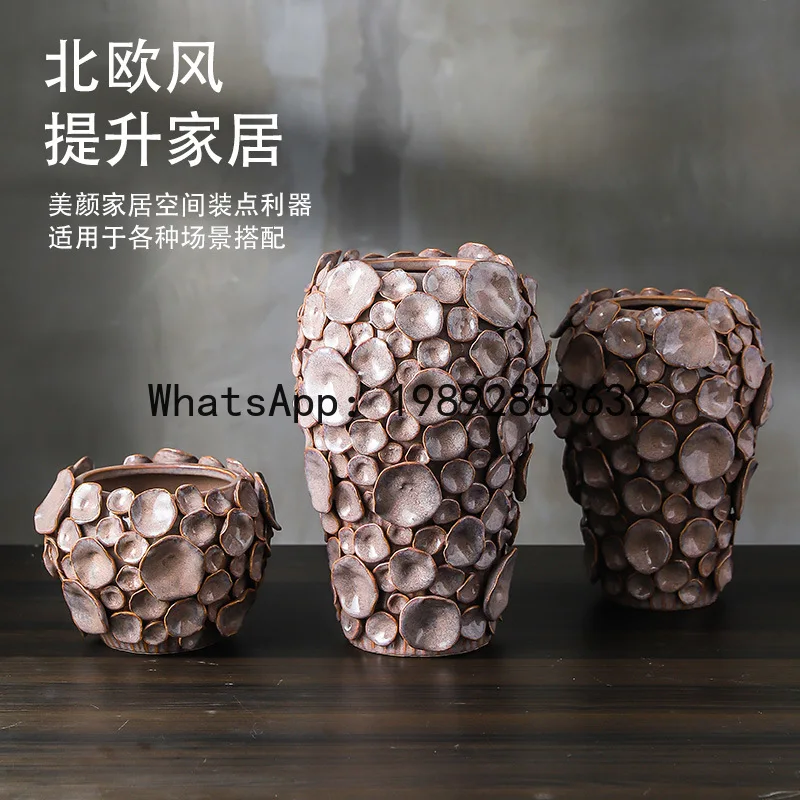 Ceramic vases & flower pots - handcrafted appliqué, color glaze, decorative ornaments, floral arrangements