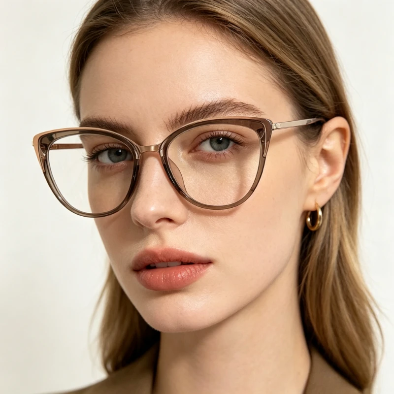 Modische Ultraleichte Klassische Vintage Photochrome Brille Metall-Cateye-Rahmen für Männer und Frauen Chamäleon Blaulichtfilter-Brillen – Detail 2