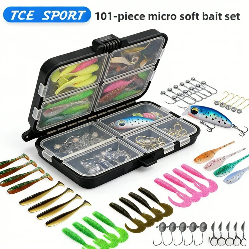 

Набор приманок 101Lure: микроприманки, оснастка Texas Rig, грузило-головка, изогнутый крючок, мягкие приманки, комбинированный набор