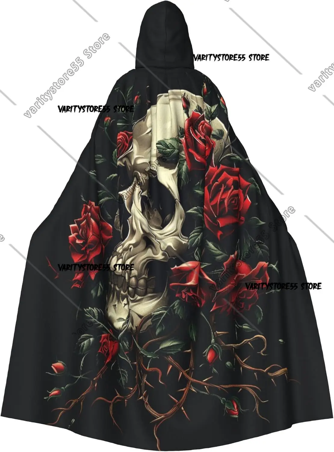 

Gothic Rose Skull Halloween Hooded Robe Cloak Christmas Holiday Party Hoodies Cape Cosplay Costumes (Unisex)