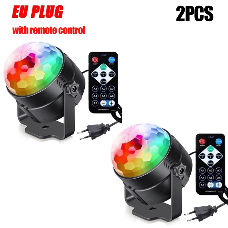 RGB LED Stage Disco Light Roterende DJ Ball Strobe Afstandsbediening Geluidscontrole Magic Dance Car Kerstcadeau Party Club Laser Show Lamp