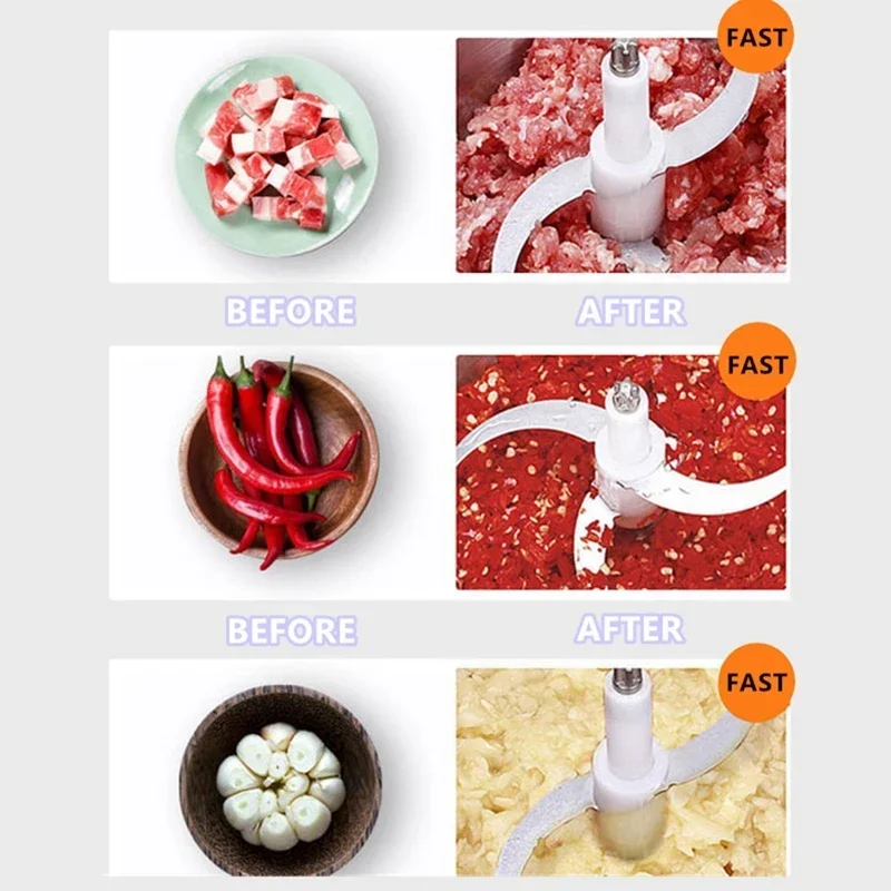 مفرمة اللحم 2L الفولاذ المقاوم للصدأ منتج أغذية كهربائي خلاط آلة المطبخ الفواكه الثوم المكسرات ، الاتحاد الأوروبي التوصيل خلاط اللحوم