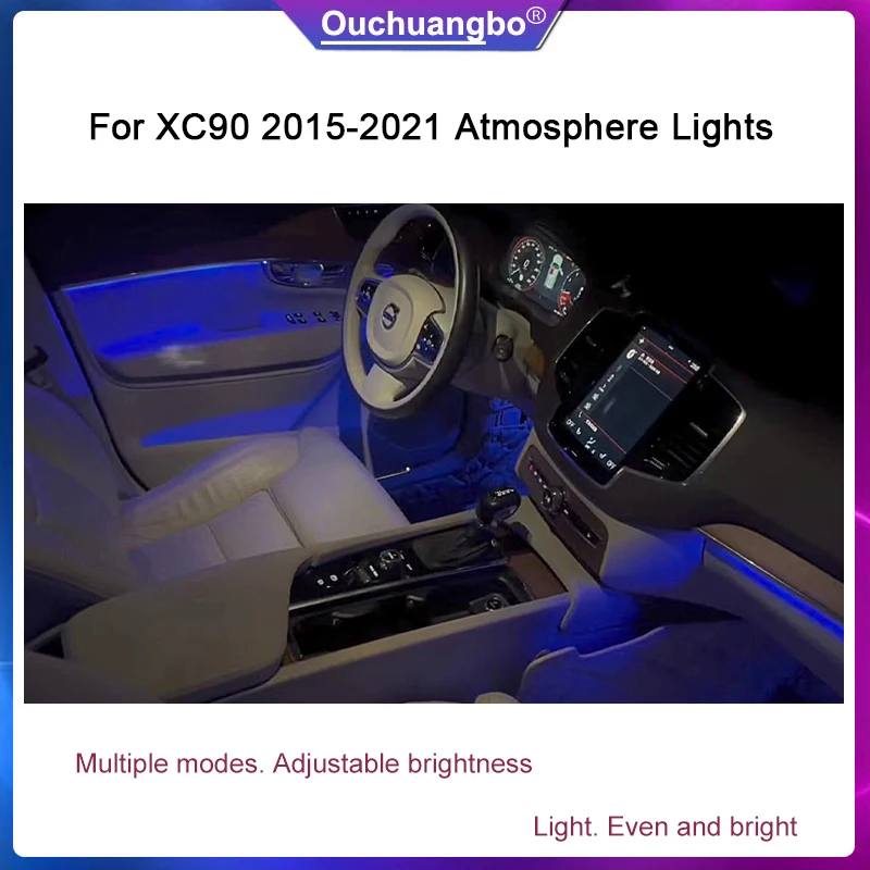 

Светодиодная лента Ouchuangbo для Volvo XC90 2015-2021, оптическая атмосфера, неоновое освещение, подсветка, динамическое настроение, фотодекорация