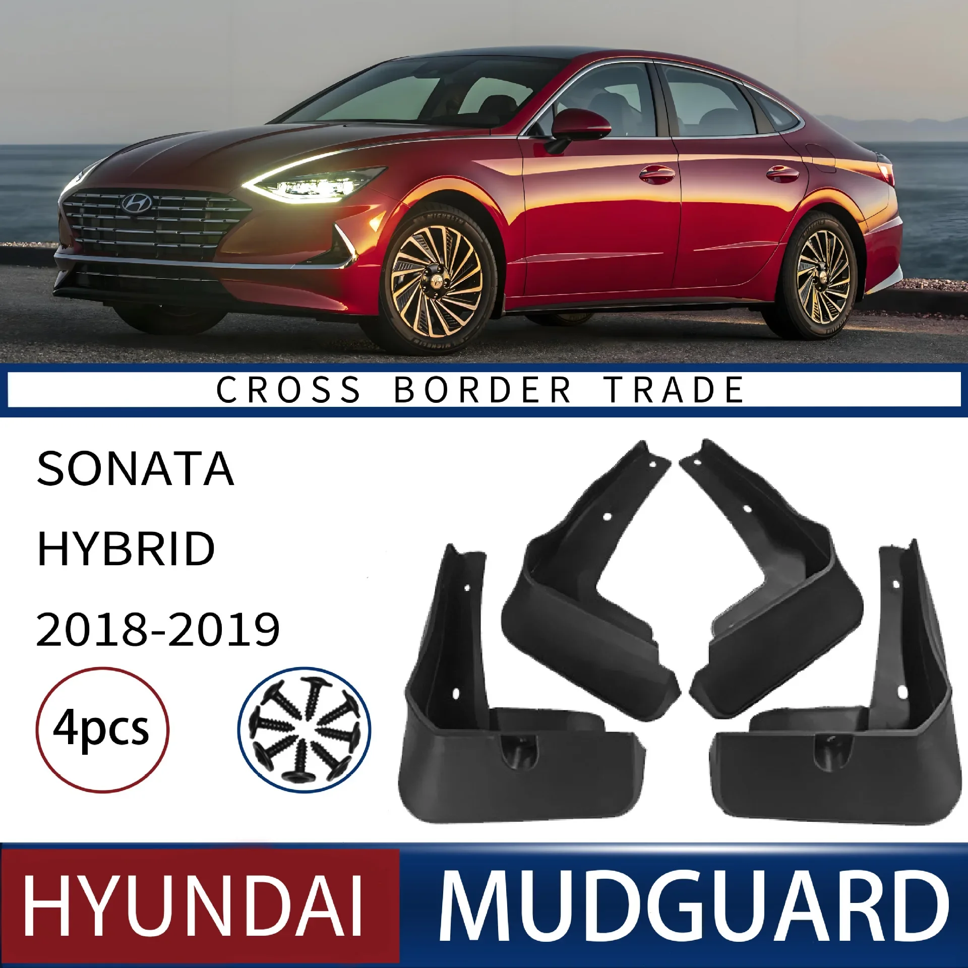 

FOR Hyundai Sonata hybrid 2018-2019 Car Molded Mud Flaps Splash Guards Mudguards Front Rear Styling Front Rear Car Accessories