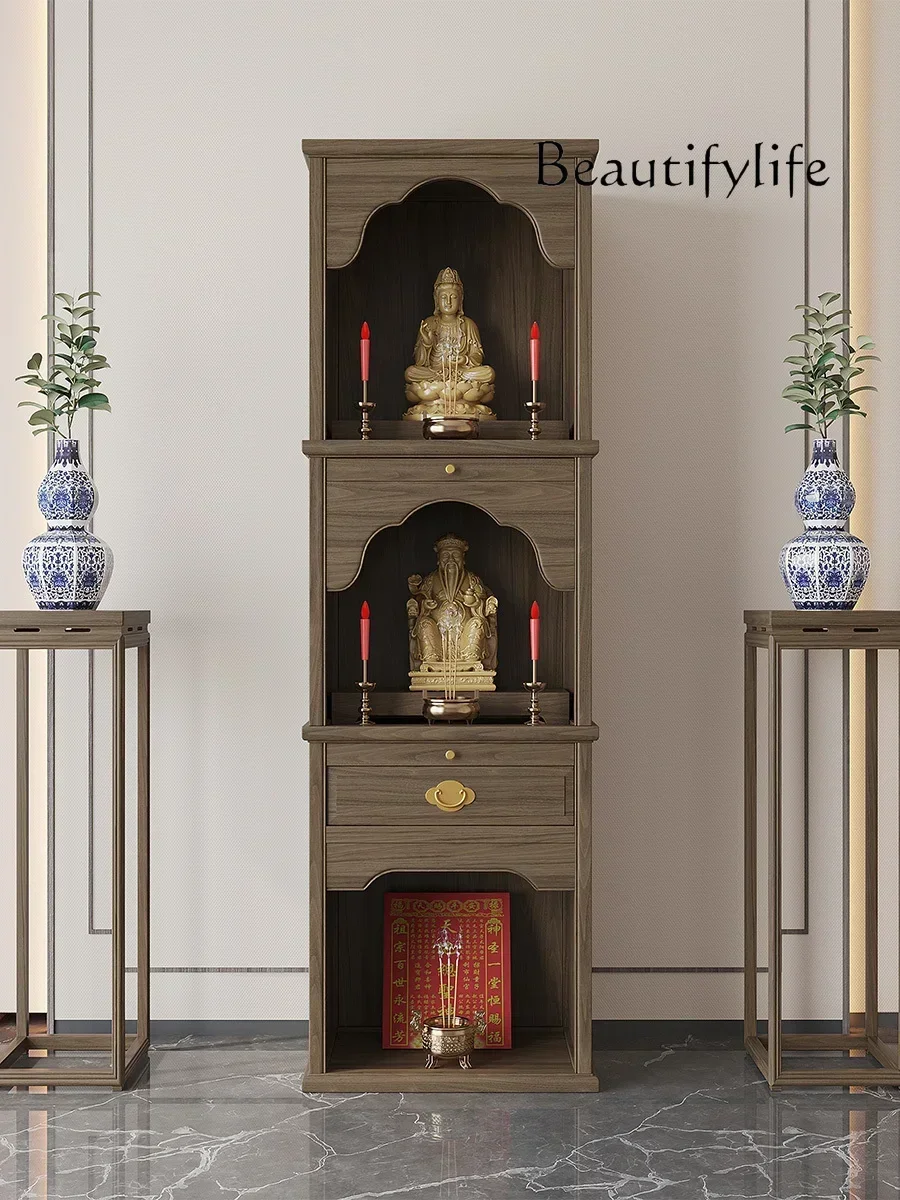 Buddha Cabinet Solid Wood Three-Layer Buddha Shrine Shrine Buddha Home Prayer Altar Table Cabinet Guanyin Ancestor Landlord